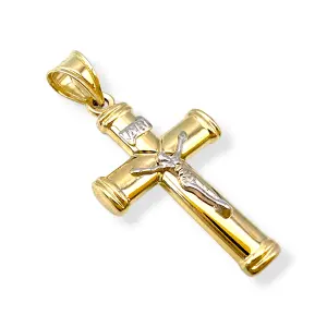 Златно кръстче с разпятие и гланцирана повърхност 14K RG11991