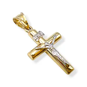 Елегантен златен кръст с фигура на Христос 14K RG11980