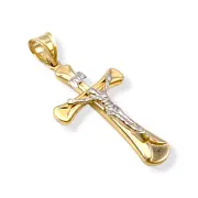 Златно кръстче с изящни извивки и фигура Христос 14K RG11993