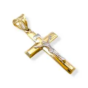 Златно кръстче с Христос и лъскава повърхност 14K RG11997