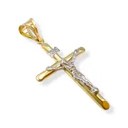 Златно кръстче с издължен дизайн и фигура Христос 14K RG11998