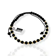 Злато на конец – гривна с оникс и фасетирани златни топчета 14K RG12153