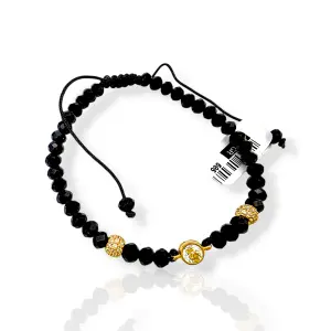 Злато на конец – гривна с оникс и касичка с циркон 14K RG12162