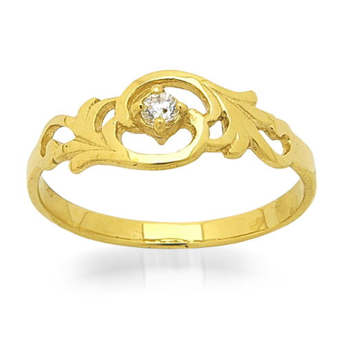 елегантен дамски златен пръстен с циркон