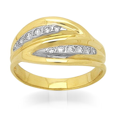 Дамски златен пръстен с циркон и гланц