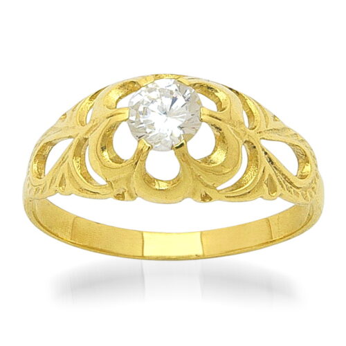 Дамски златен пръстен с централен камък
