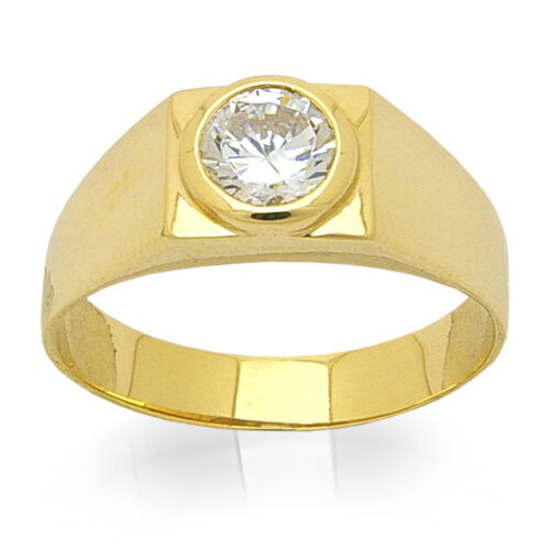 Мъжки златен пръстен с централен камък