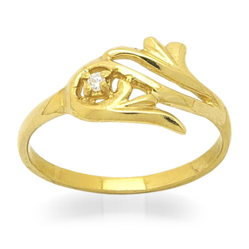 Дамски златен пръстен с циркон