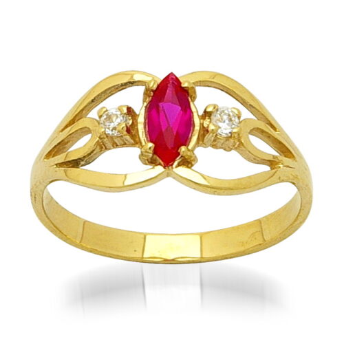 Дамски златен пръстен камък рубин в центъра