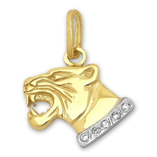 Златен медальон с циркон тигър