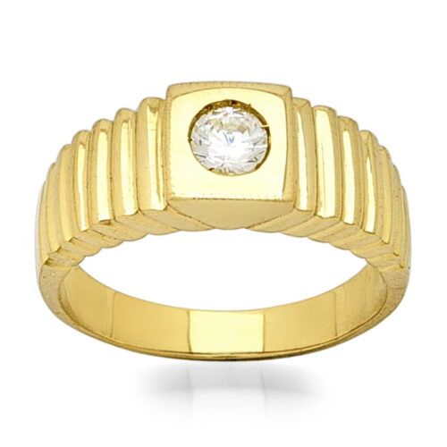 Стилен мъжки златен пръстен с циркон