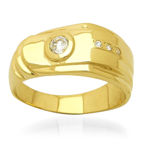 Мъжки златен пръстен с циркон