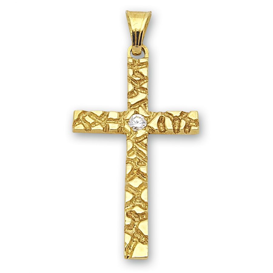 Златен кръст с камъче в центъра | 3118 golden cross 4.34g