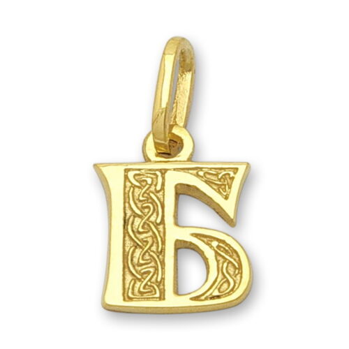 Висулка златна буква Б с релеф