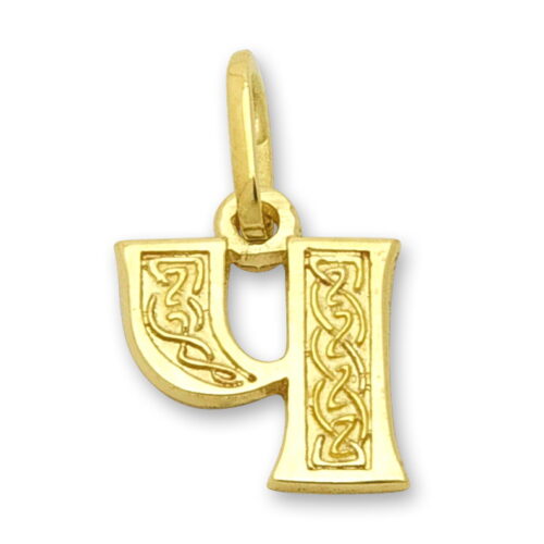 Златна буква Ч с релеф, 14 карата жълто злато, проба 585