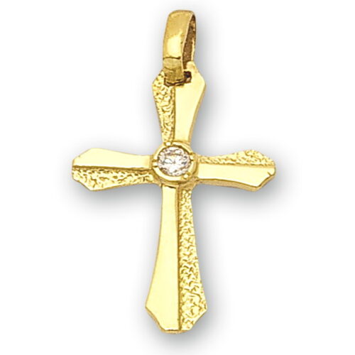Класически златен кръст с камък