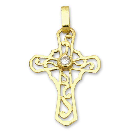 Класически модел златен кръс с камък, тип Православен
