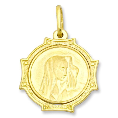 Медальон от класическо жълто злато с лика на Богородица