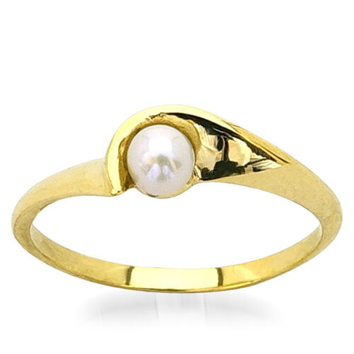Фин дамски пръстен от класическо жълто злато с перла