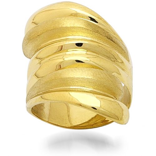 Дамски пръстен с мат и гланц, класическо жълто злато | 3258-golden-ring-9.00g