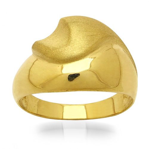 Дамски пръстен с мат и гланц, класическо жълто злато | 3261-golden-ring-3.32g