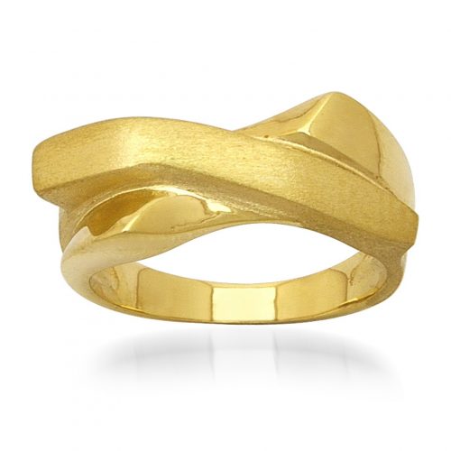 Дамски пръстен с мат и гланц, класическо жълто злато| 3263-golden-ring-4.84g