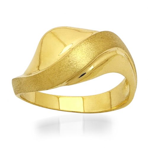 Дамски пръстен с мат и гланц, класическо жълто злато | 3264-golden-ring-3.33g