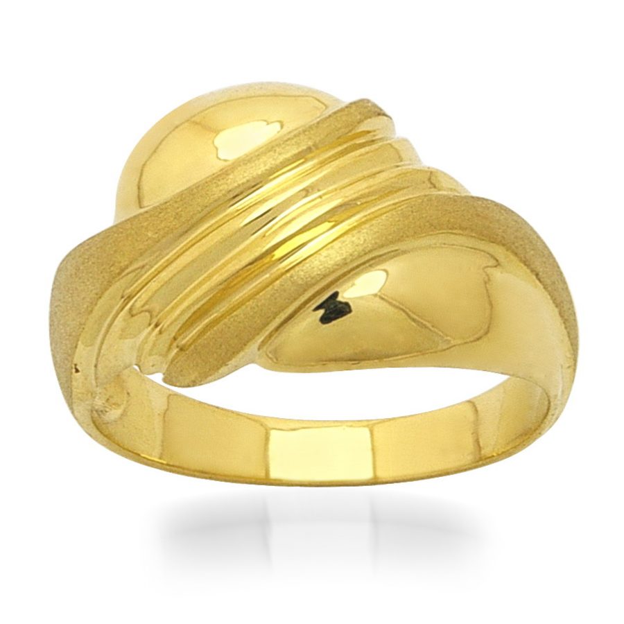 Дамски пръстен с мат и гланц, класическо жълто злато | 3266-golden-ring-4.24g