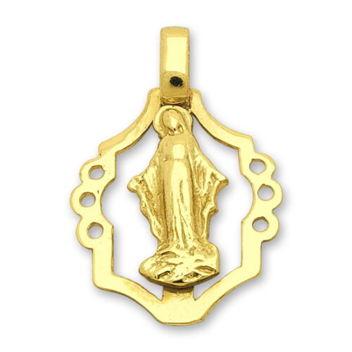 Фина висулка от изчистено жълто злато с Богородица в цял ръст