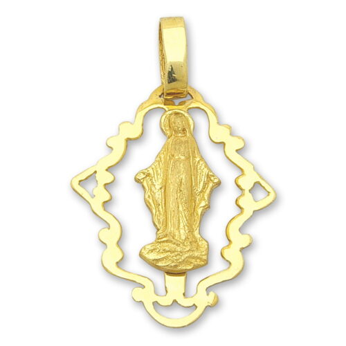 Медальон от класическо жълто злато с Богородица в цял размер