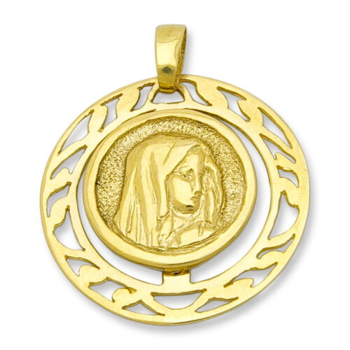 Златен медальон, класическо жълто злато - Богородица
