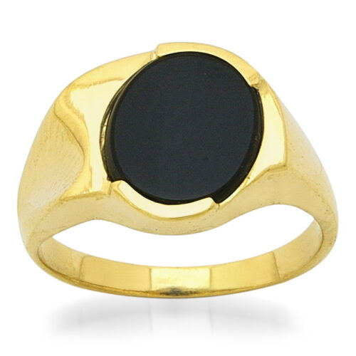 Класически модел мъжки златен пръстен с централен камък