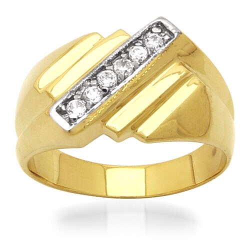 мъжки златен пръстен с циркон