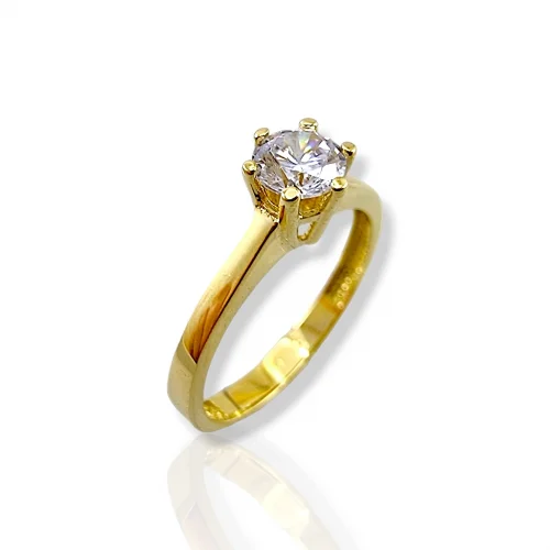 Златен годежен пръстен с цирконий от злато 14 карата.